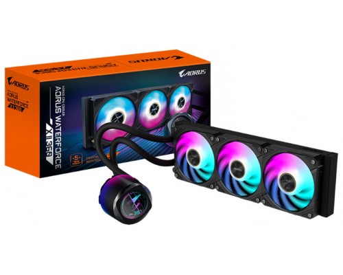 GIGABYTE Refrigeración líquida para CPU AORUS WATERFORCE X II 360 AIO - 3 ventiladores ARGB de 120 mm, pantalla LCD a todo color, mecanismo de interbloqueo magnético, DAISY-CHAIN, compatible con Intel LGA 1700 y AMD AM5, garantí